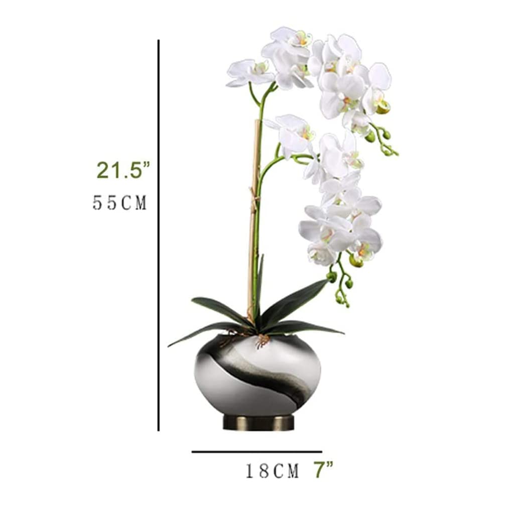 Phalaenopsis Künstliche Blume mit Keramikvase, Seiden-Gefälschte Blume für Zuhause, Hotel, Wohnzimmer, Eingangsdekoration, Kunststoff-Blumen-Mittelstück, Heimdekoration
