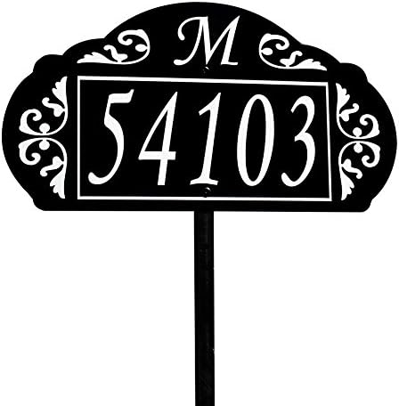 Address America USA Handcrafted Le Paris Custom Address Sign Plaque Sturdy Metal Yard Sign with Reflective House Numbers, Monogram - Elegant Lawn Signage for 911, Delivery 24/7 visibility - GS