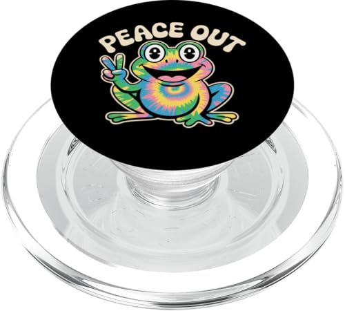 Peace-Out Tie Dye Hippie Frog Retro PopSockets PopGrip for MagSafe