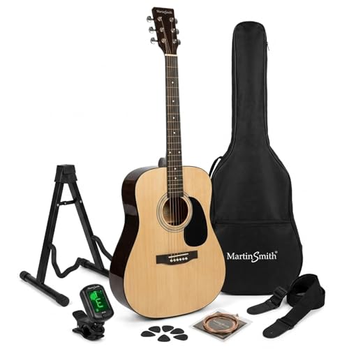 Martin Smith Akustikgitarren Set mit Ständer Stimmgerät und Tasche