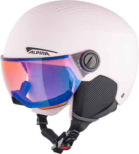 ALPINA ZUPO Visor Q-LITE - hochwertiger & sicherer Skihelm für Kinder mit abnehmbaren Ohrenpolstern mit kontrastverstärkendem Visier - Rose matt - M (51-55 cm)