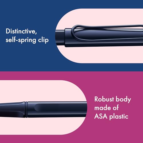 Image of Lamy Safari Dark Dusk Rollerball Pen with Ergonomic Grip, Line Width M - For Comfortable Writing - Made of Robust ASA Plastic - with Roller Refill M 63 Black