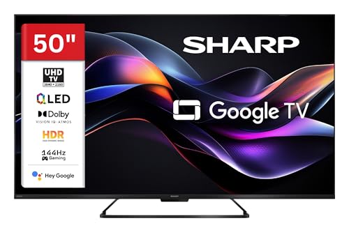 SHARP 50HR7765E QLED Fernseher 50 Zoll Google TV - 4K UHD Smart TV mit HDR Dolby Vision IQ, 144 Hz VRR Gaming, Dolby Atmos, AQUOS Wireless Surround, Google Assistant und Triple-Tuner (2026)