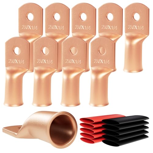 Terminales de cobre Sanuke 2/0 AWG M6 con termorrectráctil 3:1 para cables eléctricos