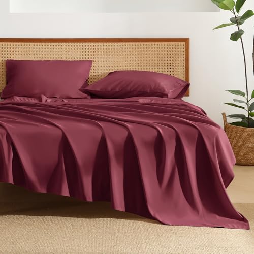 Andency Burgundy King Sheets Set, Breathable & Cooling Sheets
