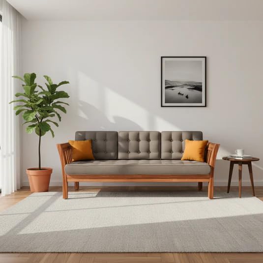 Image of Premium Wooden Couch for Living Room | Premium Upholstered Seating | Modern Designer Sofa for Home, Lounge & Relaxation Spaces (111821303 3S)