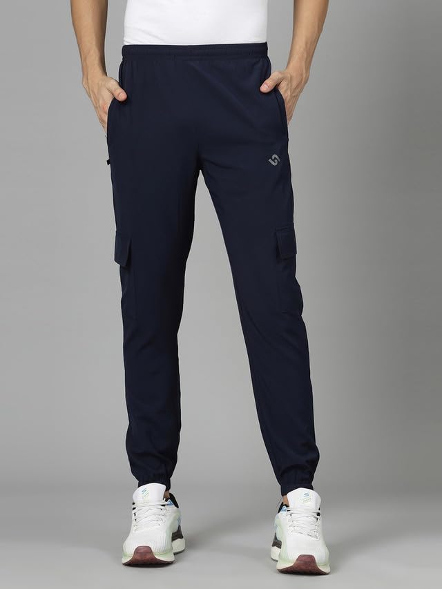 Image of Selvia Men's Crepe Full Elastic Sport Wear Slim Fit Track Pant