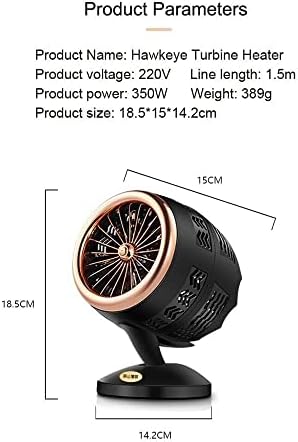 Electric Fan Heater, Portable Desktop Heater, Mini Fan Heater, PTC Fast Heating Thermostat Hot Air, for Desktop Home Office Room (Black Gold)