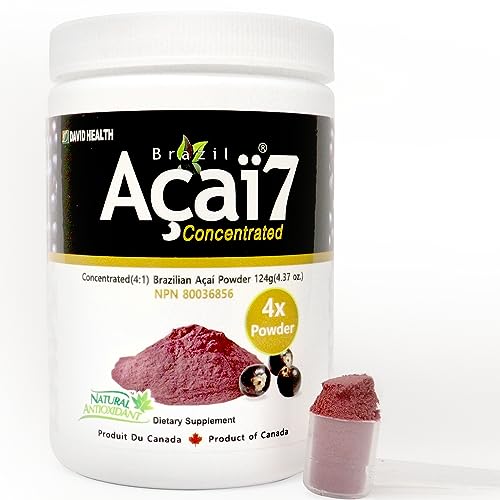 Acai7 Acai Berry Powder 4x Extra Strength – 4,000mg QCE per Scoop (124 Servings) – Provides Antioxidants, Non-GMO, Vegan, Gluten-free, Dairy-free, Soy-free, No Sugar (124g)