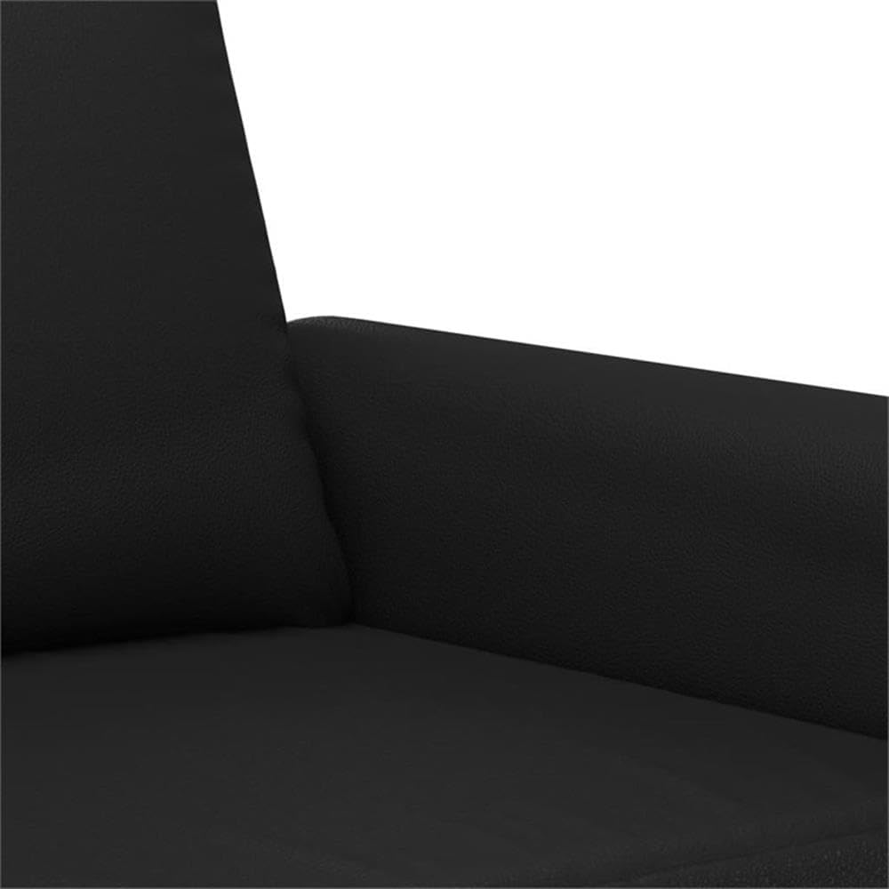 BOWERY HILL Contemporary 2-Seater Sofa, Black Faux Leather, Metal Frame, 59.8 in Wide, Comfortable Bench Cushion, Modern Living Room Seating, Compact Size
