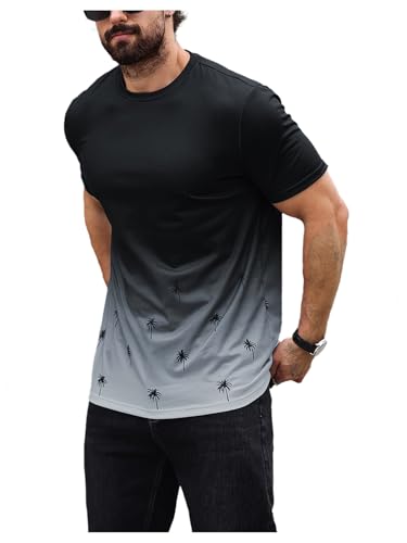 SOLY HUX Men's T Shirt Graphic Ombre Shirt Top Crew Neck Short Sleeve Tropical Print Casual Tees4