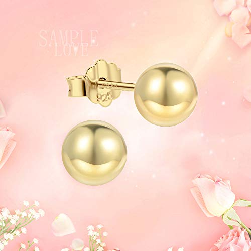 18K Gold Plated Sterling Silver Ball Stud Earrings 3mm-8mm Options, Simple Polished Ball Studs Hypoallergenic Jewelry (9mm) by CUTEFEEL - Image 6