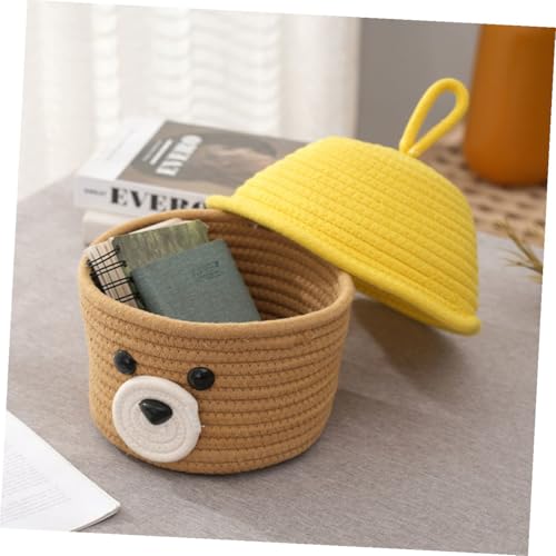 Panier de rangement tissé en coton avec couvercle boîte déco - 7