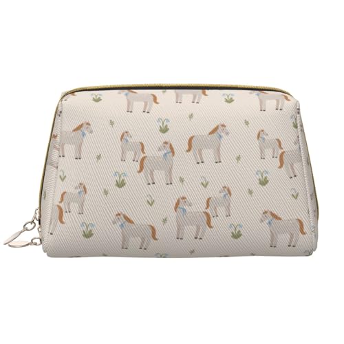 VOSERY Bolsa de maquillaje, neceser de viaje para mujer, organizador de gran capacidad, elegante bolsa de maquillaje de dibujos animados, bonita bolsa de maquillaje de flor de caballo, bonita bolsa de