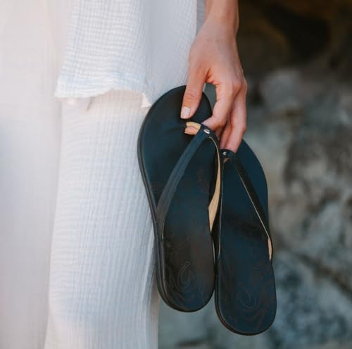 Image of OluKai Honu Women's Beach Sandal, Soft & Comfortable Full-Grain Leather, Easy Slip-On Flip-Flops, Everyday, All-Day Comfort & Style