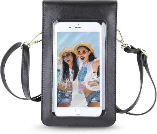 Gear Beast Crossbody Cell Phone Purse with Touchscreen Window Phone Pocket, Lightweight Shoulder Bag with RFID Protection and Adjustable Strap (Black)