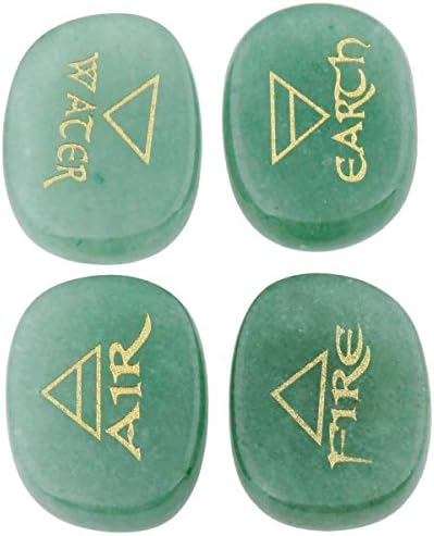 mookaitedecor Lapis Lazuli Reiki Stones, Engraved Triangle Symbols Polished Chakra Palm Stone for Crystal Healing Wiccan Gifts