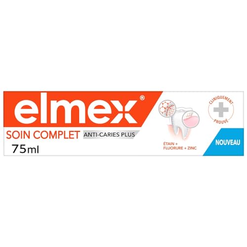 ELMEX - Anticaries Plus Cuidado completo - Remineraliza el esmalte - Protege los dientes sensibles y la irritación de las encías - Pasta de 75 ml