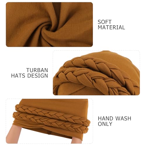 Image of DRESHOW African Women Turban Caps Cotton Beanie Twist Headscarf Pre-Tied Double Twisted Braids Wrap Hat Chemo Cancer Cap