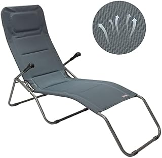 HOMECALL Foldable Sun-Lounger with 2x1 Textilene Padding and Quick-Dry Foam, XXL - Grey