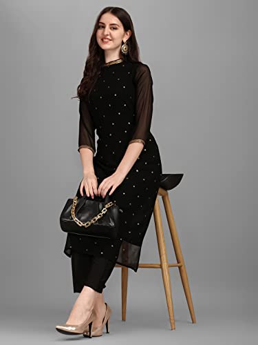 Image of Hritika Women Faux Georgette Sequin Pattern Straight Kurta set (Hrkb0070 Parent)