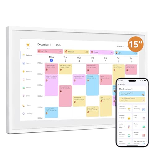 Dragon Touch Digital Wall Calendar 15 Inch Touch Screen, Electronic Desk Calendar and Chore Chart for Family Kids Monthly/Weekly Planner, Interactive Touchscreen Display Smart Calender for Home Organization by Dragon Touch - Used condition - US$159.61