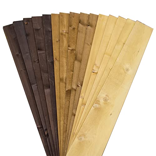 CDA Wood 25 Square Feet Modern Rustic Accent Real Reclaimed Gorman Barn Wood Wall in A Box Décor Planks Panels with Double-Sided Texture, Brown Tones