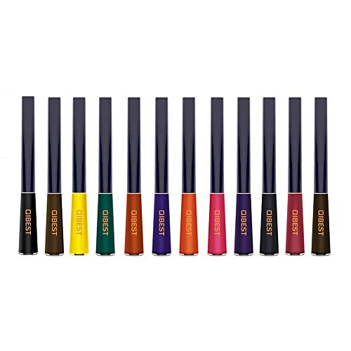 Cute Love Colorful Liquid Eyeliner y Eyeshadow, 12 Colors Eyeliner, Cosmetics Eye Makeup Tool High Lápiz de larga duración pigmentado Cover