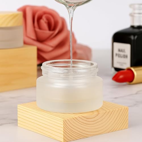 16Pcs Glass Cosmetic Container with Lid, 1 oz Frosted Glass Bottle, Reusable Empty Cosmetic Container Bottle for Lotion, Cream, Essential Oil, Scrub (30 Gram/30ml)4