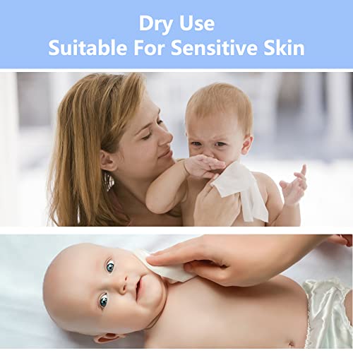 Image of Dry Baby Wipes, Made of 100% cotton, Chemical-free Unscented, Ultra Absorbent Cotton, Wet and Dry Use Tissues for Baby Delicate Skin Clean, 600 count (pack of 6)