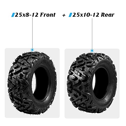 Motorhot Set Of 4 All Terrain Atv Utv Tires 25X8-12 Front & 25X10-12 Rear 6Pr Tubeless #TOP5