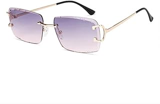 The Accessory Story Luxury Rimless Square Sunglasses with Etched Gradient Lenses- Stainless Steel metal Frame I Gradient &amp;...