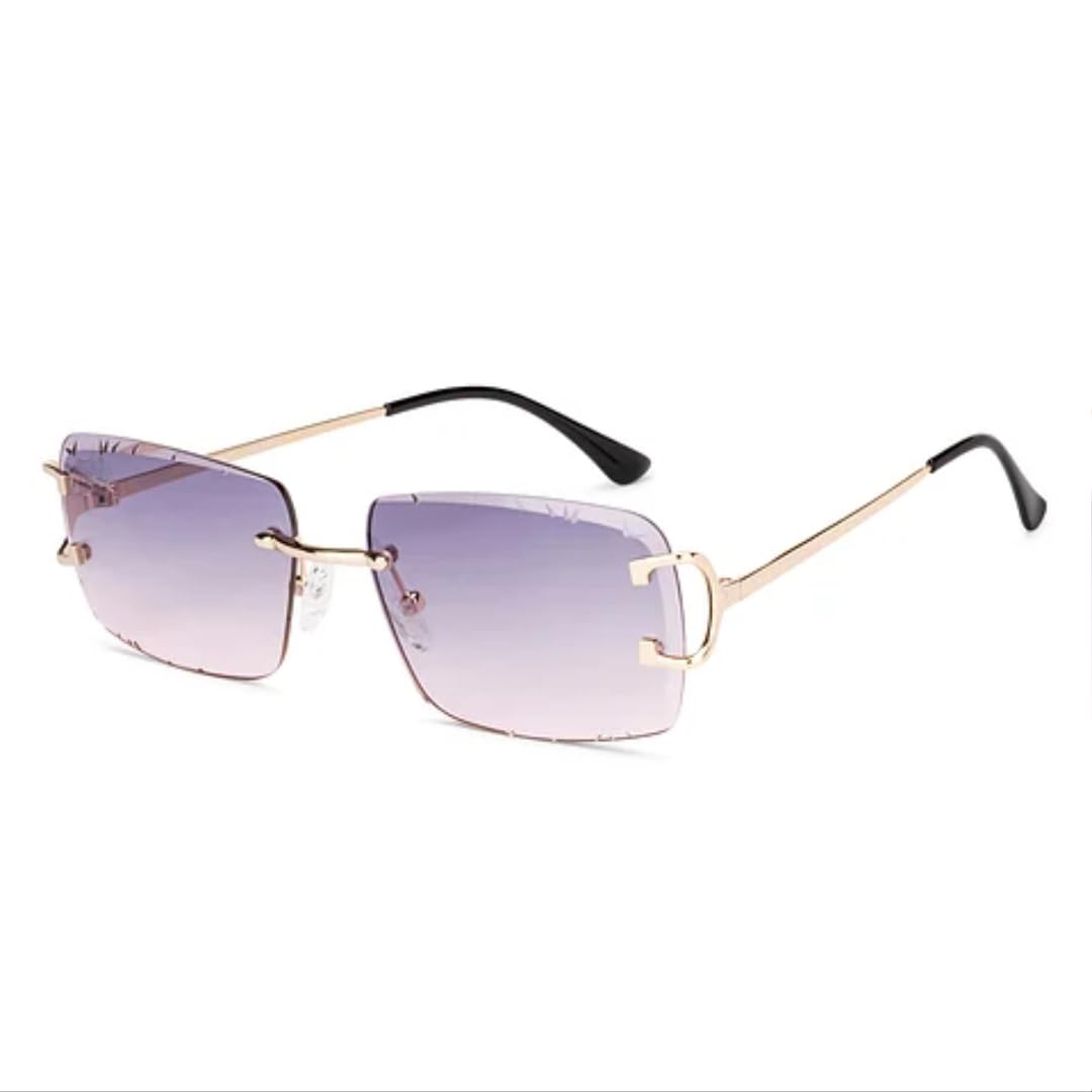 Luxury Rimless Square Sunglasses for women with Etched Gradient Lenses- Stainless Steel metal Frame I Gradient & Laser-cut lens I Statement Design with 1 Year Waranty-image-12