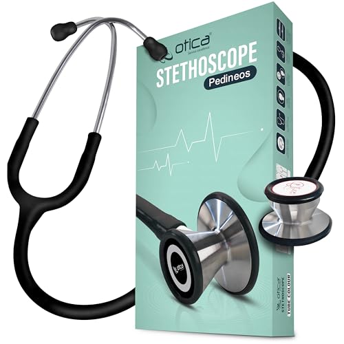 Image of OTICA Pediatric Stethoscope - Dual-Head Stainless Steel Chestpiece with Tunable Diaphragms, 29 inch Tube, Soft Ear Tips - Medical Stethoscope for Children, Infants & Neonatal Use (Black)