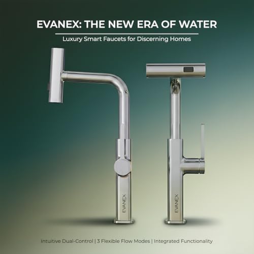 Image of EVANEX Kitchen Faucet | 304 Stainless Steel Pull Down Kitchen Faucet | Flexible Tap for Kitchen Sink | 360 Degree Rotating Tap | Deck Mounted Kitchen Sink Tap