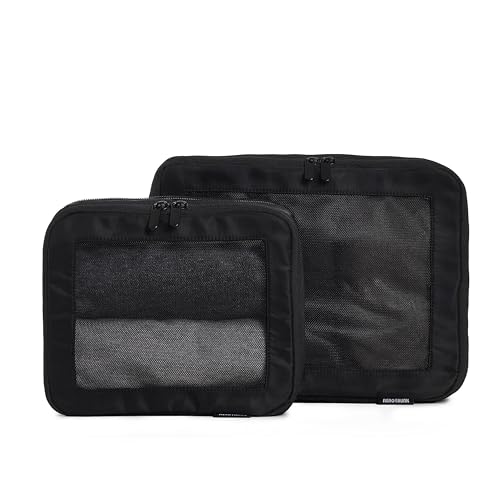 Image of Aerotrunk Compression Packing Cubes for Travel - Luggage Organizer Bags - Double Zipper Packing Cubes for Suitcases (2-Pack, Black)