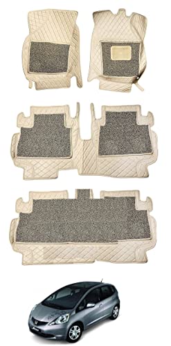 Image of Auto Hub 7D Luxury Car Foot /Floor Mats Compatible with Honda Jazz Old (Model : 2013-2019)-Beige