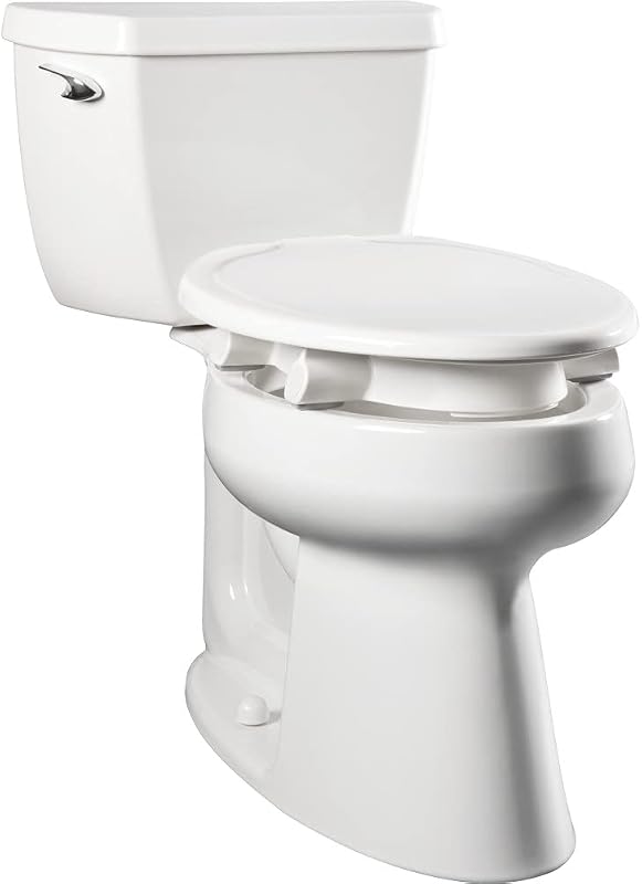Bemis Assurance Asiento de inodoro elevado de 3 pulgadas para personas mayores, terapeuta preferido por seguridad, bisagras seguras, protector limpio, alargado, blanco