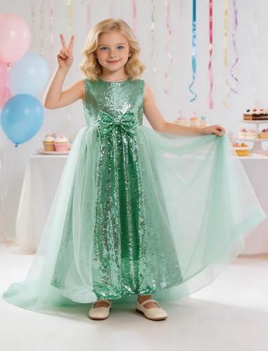 Girls Sequin Dresses Sparkly Tulle Birthday Princess Pageant Graduation Party Dress - 3-14Years — view 3
