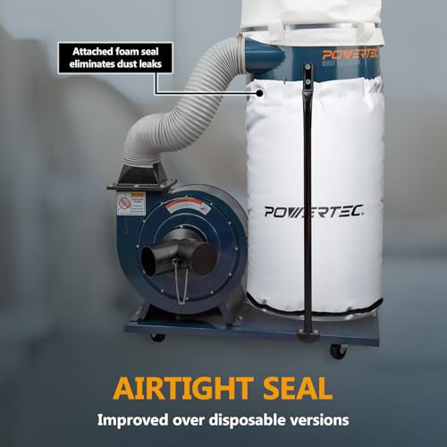POWERTEC 70351 Dust Collector Lower Bag 20" Dia. x 30", Dust Collector Bottom Bag with Clear Window & Zipper for Wen, Jet, Grizzly Dust Collector, 1 PK by POWERTEC - Image 4