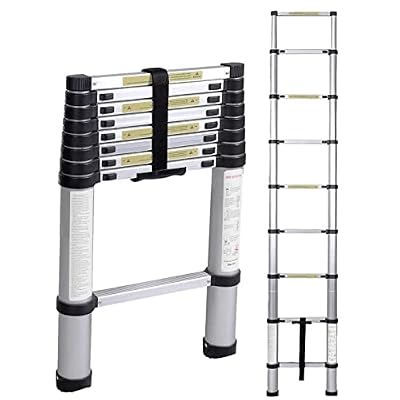 Telesladder Multi-Purpose Aluminum Extendable Ladder 8M/7M/6.2M/5M/4M for Rooftop Home and DIY Projects - Lightweight Durable Compact Design Easy Storage