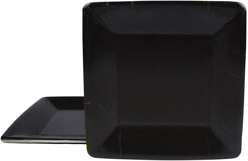 Caspari Grosgrain Square Paper Salad & Dessert Plates in Black - 16 Count
