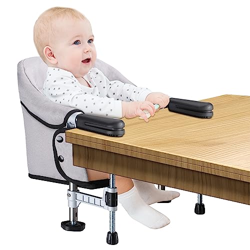 Image of Hook on Chair, Portable Clip on High Chair Use at Most Tables, Table Attached high Chair with Carry Bag, Fast Table Chair Travel Feeding Seat for Baby & Toddlers (Grey)