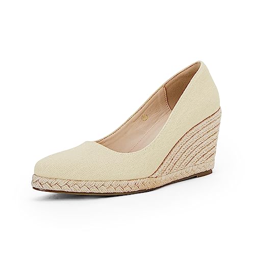 Ruanyu Women's Platform Espadrilles Wedge Sandals Slip On Solid Color Closed Pointed Toe Comfortable Wedge Pumps Shoes by Ruanyu - Used condition - US$42.04