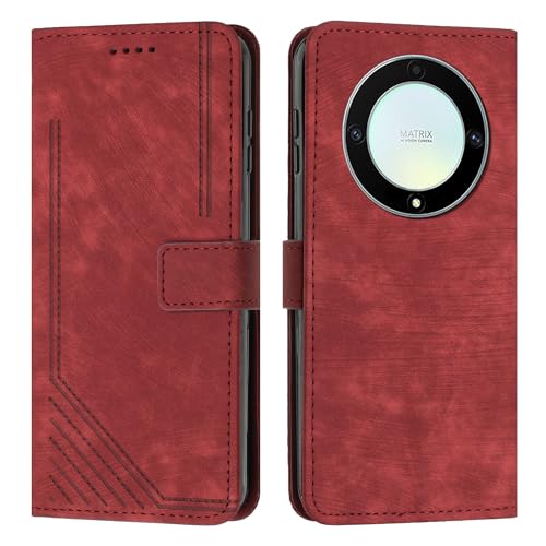 Étui portefeuille Huawei Honor X9a rouge idéal pour voyager