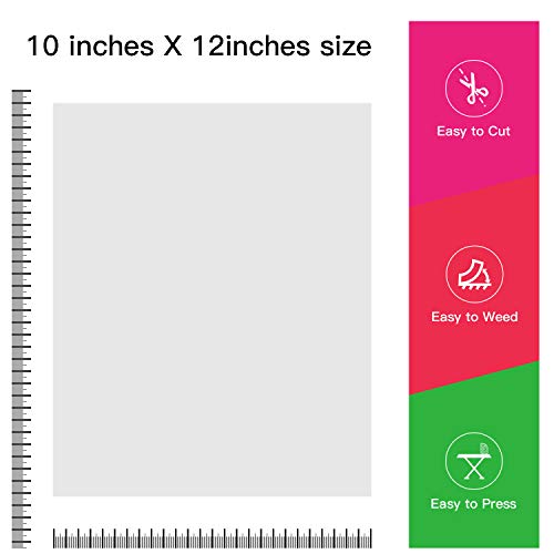 Image of JANDJPACKAGING White Heat Transfer Vinyl HTV Bundle 10 inchx12 inch- 10 Pack of Premium White HTV Sheets - Iron On Vinyl for T-Shirt Best HTV Vinyl for Silhouette Cameo,Cricut