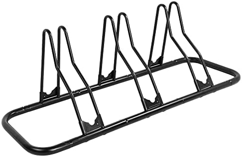 CyclingDeal 3 Bicycle Floor Type Parking Rack Stand - for Mountain MTB and Road Bike Indoor Garage Storage - 3 Bikes