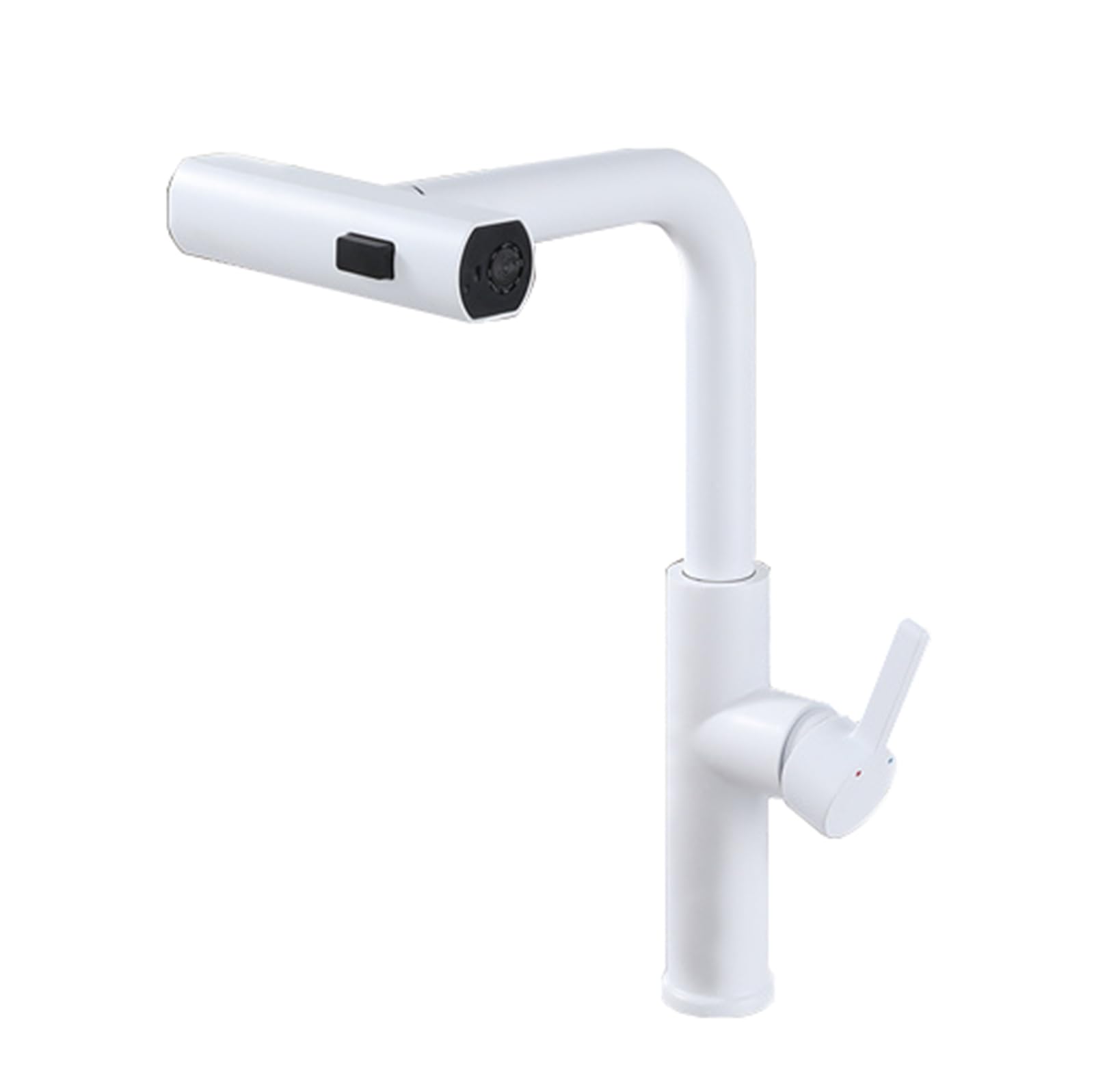 ZYCHSJXA Waterfall Kitchen Taps with Pull Out Spray 3 Modes Brushed Steel Tap 360° Swivel Single Lever Mixer,White