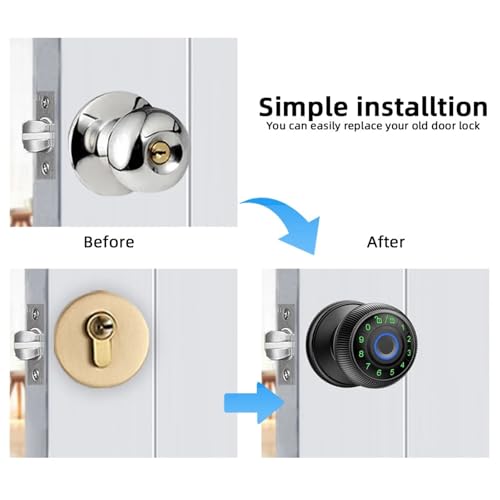 Serrure de porte intelligente connectée argent serrure électronique code clé - 7