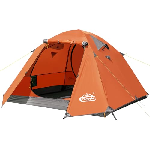 2-3 Person Backpacking Tent with Double Door 2 Vestibule, Waterproof Windproof Lightweight Easy Set Up 3 Season 2 Man Two Person Tent for Camping, Hiking, Motorcycle, Mountaineering with UPF 50+